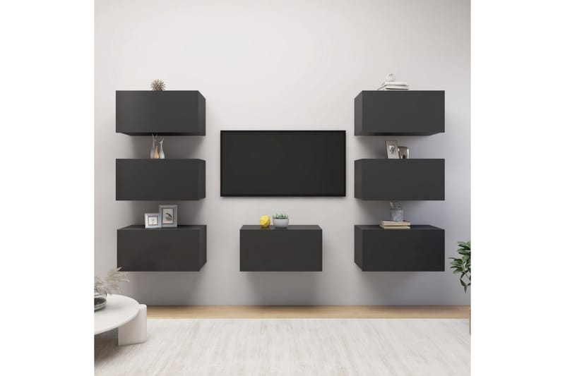 tv-skabe 7 dele 30,5x30x60 cm spånplade grå - Grå - Møbler - TV borde & mediemøbler - TV-skab