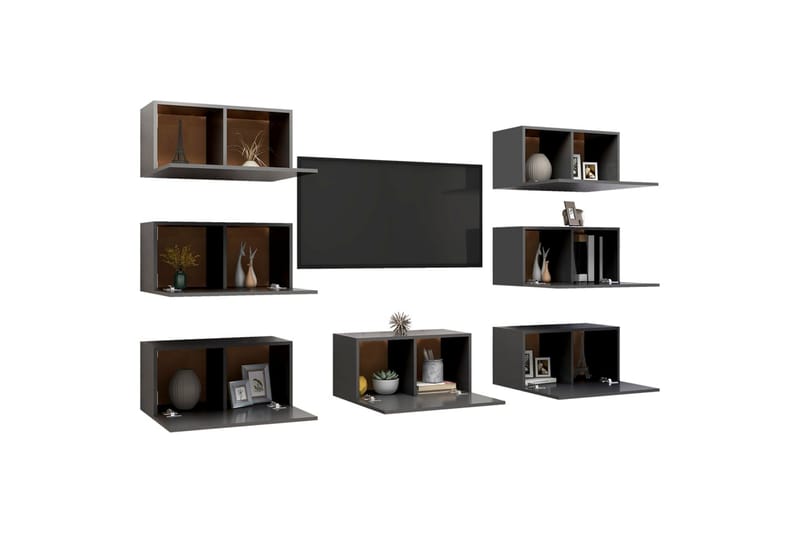 tv-skabe 7 dele 30,5x30x60 cm spånplade grå - Grå - Møbler - TV borde & mediemøbler - TV-skab