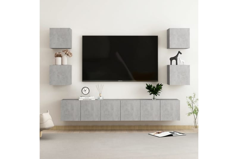 tv-skabe 7 dele spånplade betongrå - Grå - Møbler - TV borde & mediemøbler - TV-skab