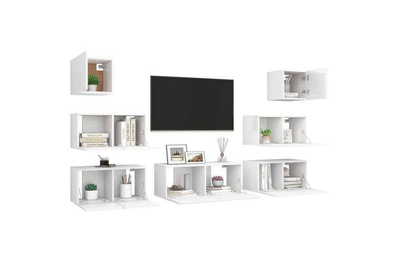 tv-skabe 7 dele spånplade hvid - Hvid - Møbler - TV borde & mediemøbler - TV-skab