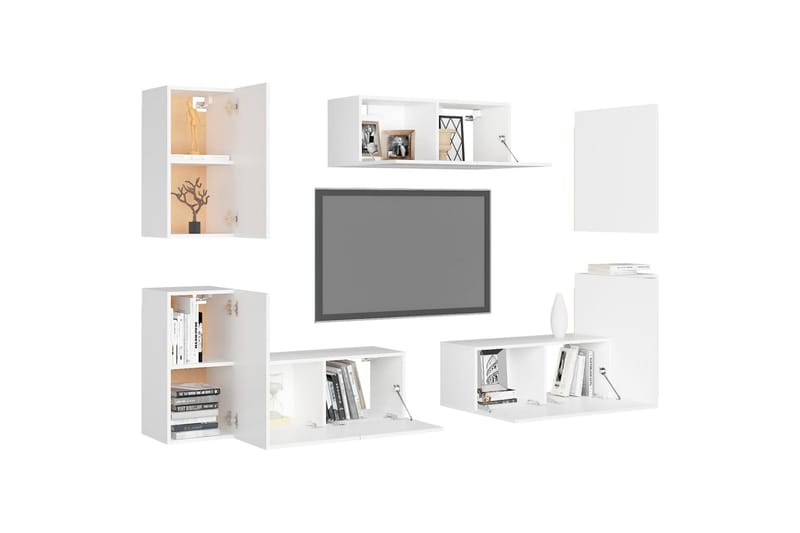 tv-skabe 7 dele spånplade hvid - Hvid - Møbler - TV borde & mediemøbler - TV-skab