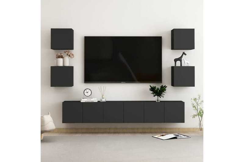 tv-skabe 7 dele spånplade sort - Sort - Møbler - TV borde & mediemøbler - TV-skab