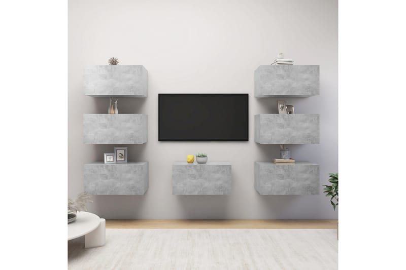 tv-skabe 7 stk. 30,5x30x60 cm spånplade betongrå - Grå - Møbler - TV borde & mediemøbler - TV-skab