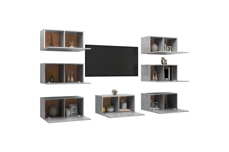 tv-skabe 7 stk. 30,5x30x60 cm spånplade betongrå - Grå - Møbler - TV borde & mediemøbler - TV-skab