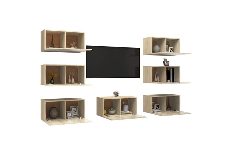 tv-skabe 7 stk. 30,5x30x60 cm spånplade sonoma-eg - Brun - TV-skab