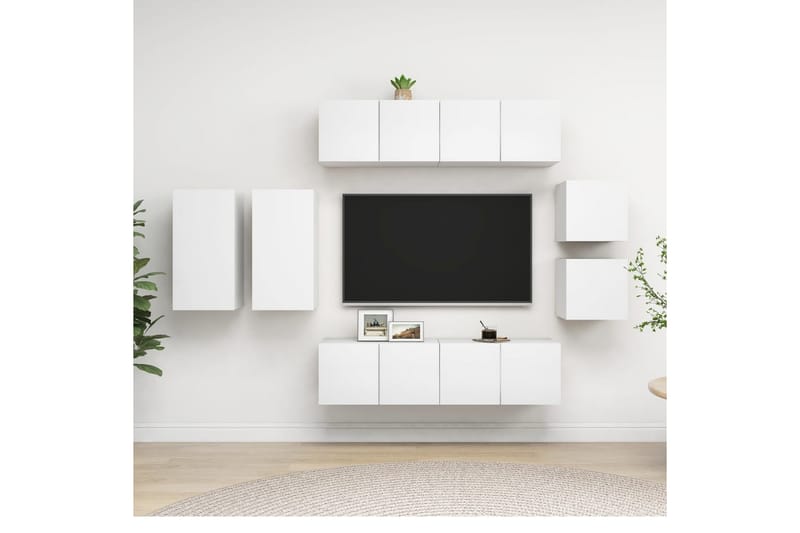 tv-skabe 8 dele spånplade hvid - Hvid - Møbler - TV borde & mediemøbler - TV-skab