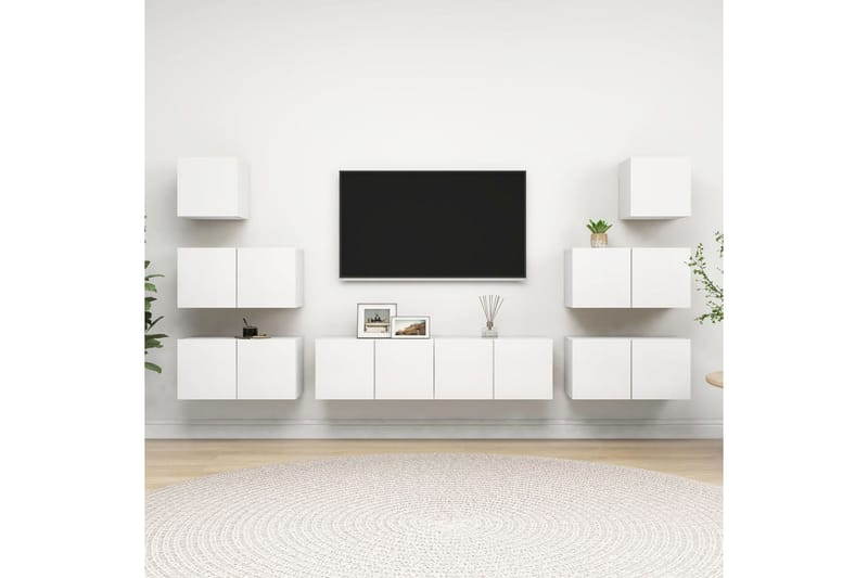 tv-skabe 8 dele spånplade hvid - Hvid - Møbler - TV borde & mediemøbler - TV-skab