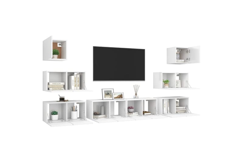 tv-skabe 8 dele spånplade hvid - Hvid - Møbler - TV borde & mediemøbler - TV-skab