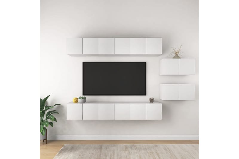 tv-skabe 8 dele spånplade hvid - Hvid - Møbler - TV borde & mediemøbler - TV-skab