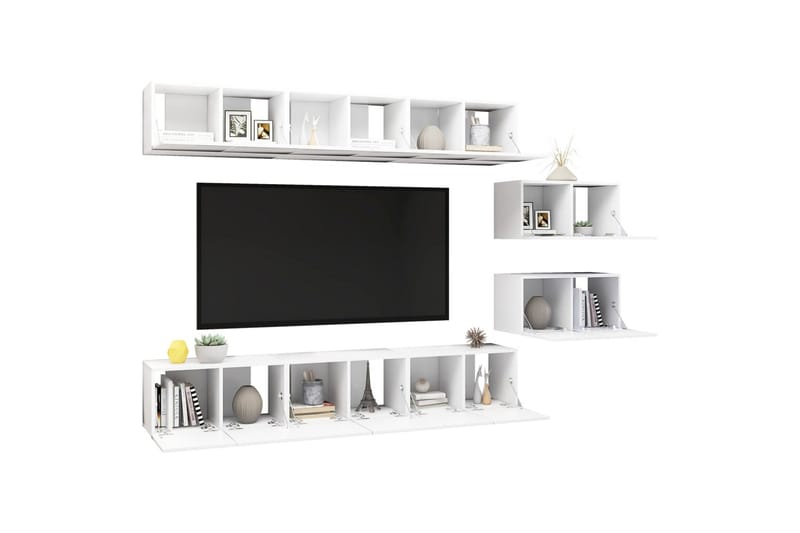 tv-skabe 8 dele spånplade hvid - Hvid - Møbler - TV borde & mediemøbler - TV-skab