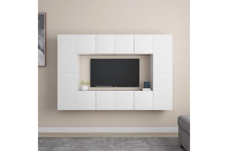 tv-skabe 8 dele spånplade hvid - Hvid - Møbler - TV borde & mediemøbler - TV-skab