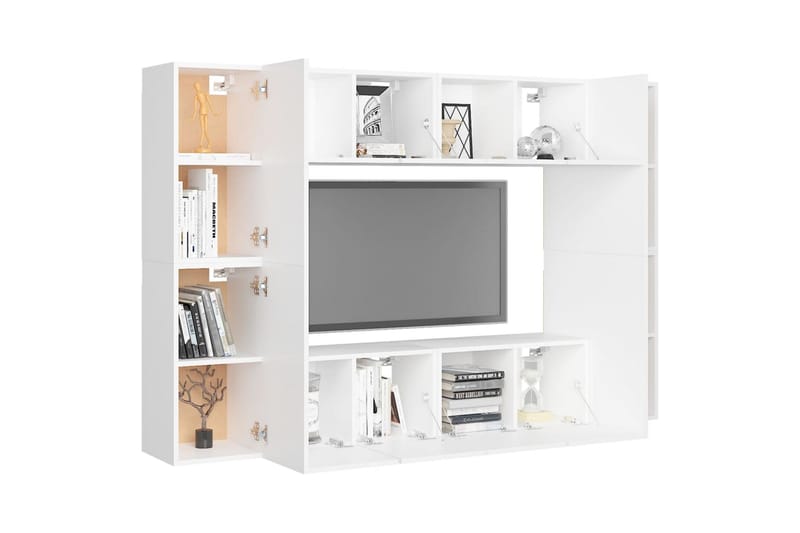 tv-skabe 8 dele spånplade hvid - Hvid - Møbler - TV borde & mediemøbler - TV-skab