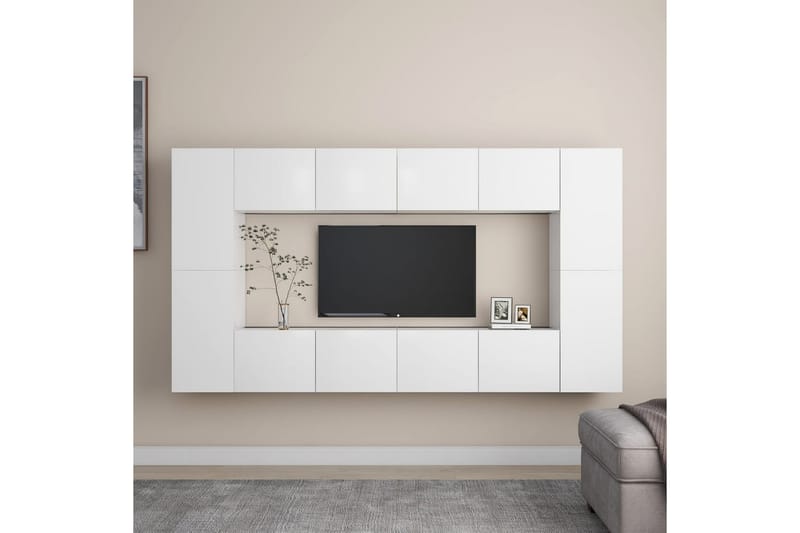 tv-skabe 8 dele spånplade hvid - Hvid - Møbler - TV borde & mediemøbler - TV-skab