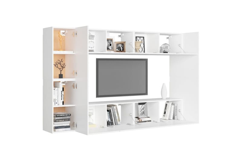 tv-skabe 8 dele spånplade hvid - Hvid - Møbler - TV borde & mediemøbler - TV-skab