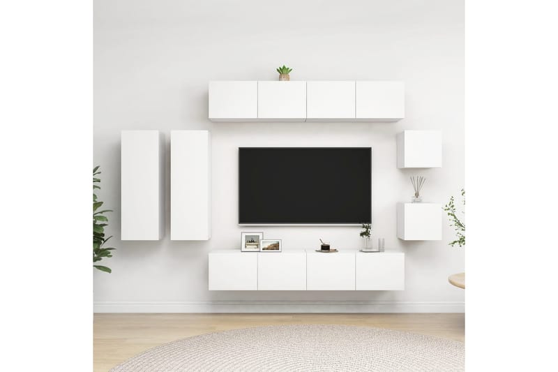 tv-skabe 8 dele spånplade hvid - Hvid - Møbler - TV borde & mediemøbler - TV-skab