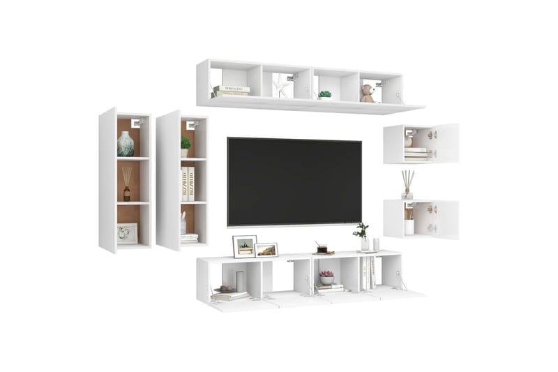 tv-skabe 8 dele spånplade hvid - Hvid - Møbler - TV borde & mediemøbler - TV-skab