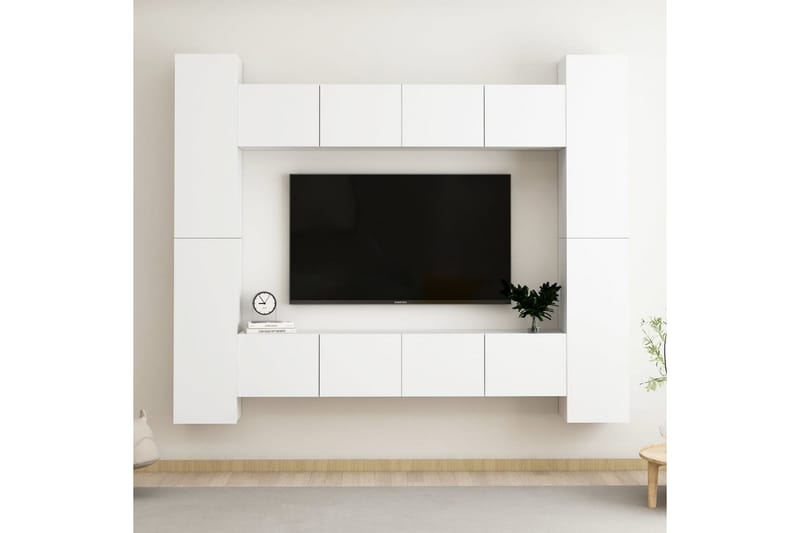 tv-skabe 8 dele spånplade hvid - Hvid - Møbler - TV borde & mediemøbler - TV-skab