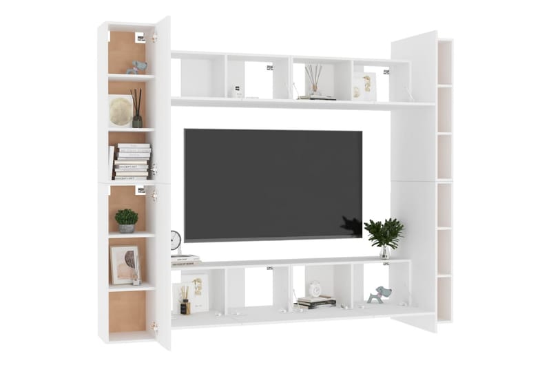 tv-skabe 8 dele spånplade hvid - Hvid - Møbler - TV borde & mediemøbler - TV-skab