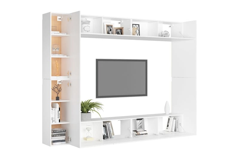 tv-skabe 8 dele spånplade hvid - Hvid - Møbler - TV borde & mediemøbler - TV-skab