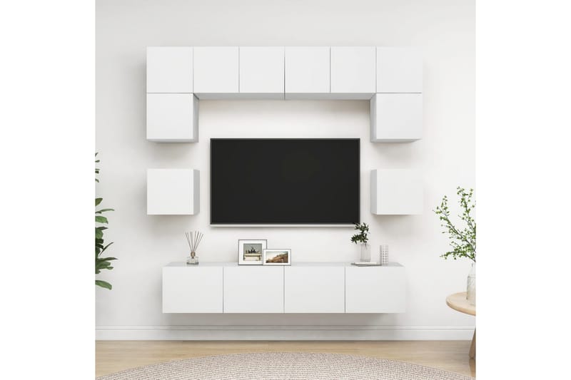 tv-skabe 8 dele spånplade hvid - Hvid - Møbler - TV borde & mediemøbler - TV-skab