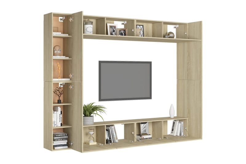 tv-skabe 8 dele spånplade sonoma-eg - Brun - Møbler - TV borde & mediemøbler - TV-skab
