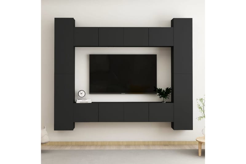 tv-skabe 8 dele spånplade sort - Sort - Møbler - TV borde & mediemøbler - TV-skab