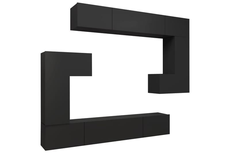 tv-skabe 8 dele spånplade sort - Sort - Møbler - TV borde & mediemøbler - TV-skab