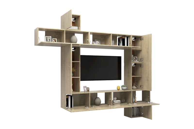 tv-skabe 9 dele spånplade sonoma-eg - Brun - Møbler - TV borde & mediemøbler - TV-skab