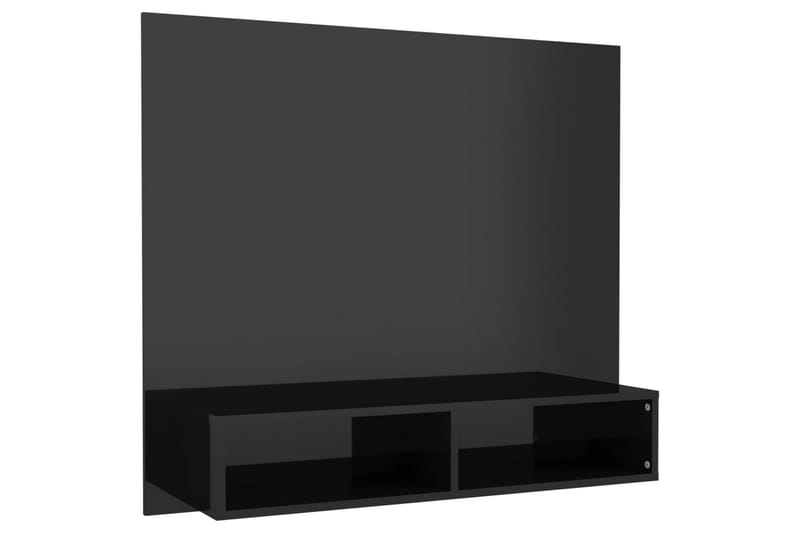 væghængt tv-skab 102x23,5x90 cm spånplade sort højglans - Sort - TV-skab