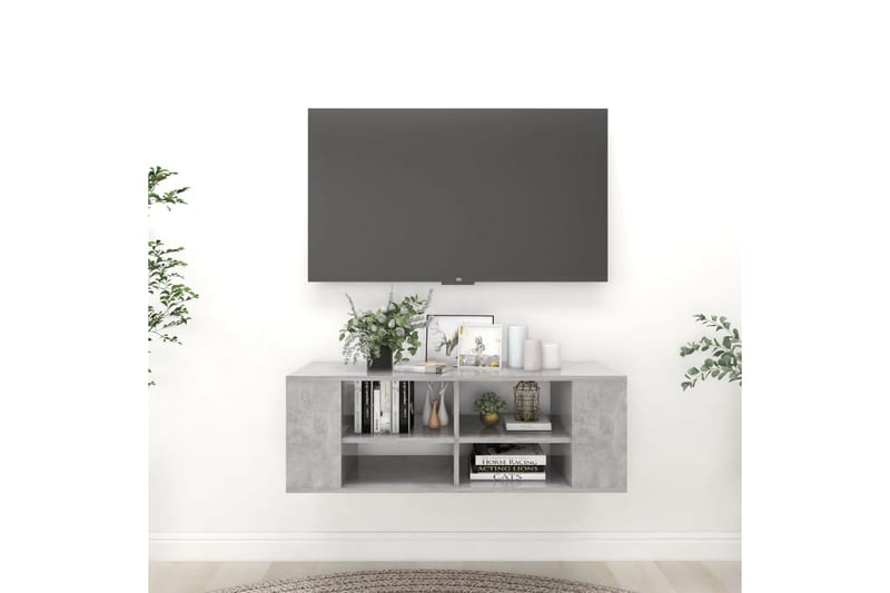 væghængt tv-skab 102x35x35 cm spånplade betongrå - Grå - Møbler - TV borde & mediemøbler - TV-skab
