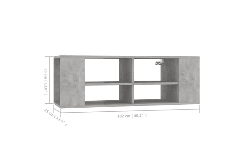 væghængt tv-skab 102x35x35 cm spånplade betongrå - Grå - Møbler - TV borde & mediemøbler - TV-skab