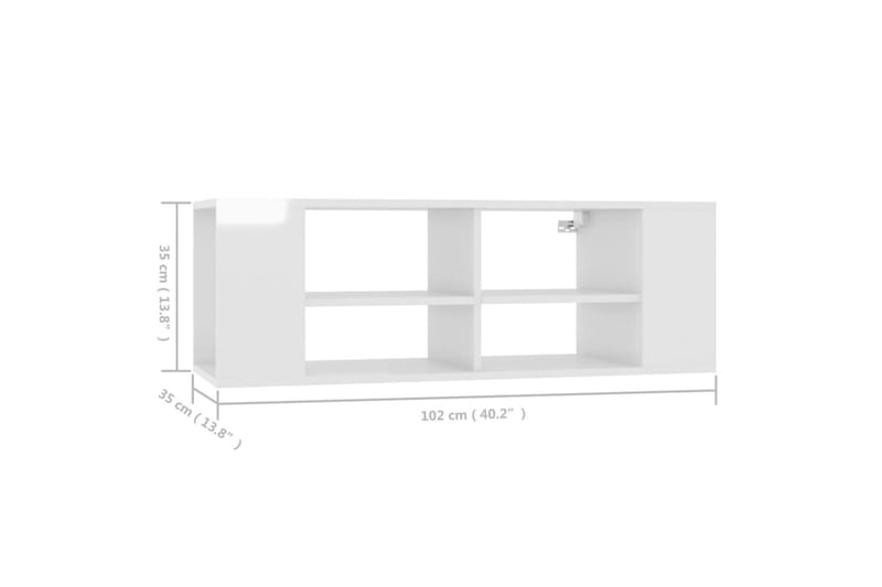 væghængt tv-skab 102x35x35 cm spånplade hvid højglans - Hvid - Møbler - TV borde & mediemøbler - TV-skab