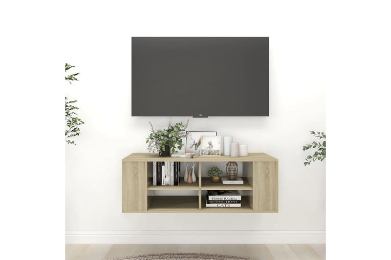 væghængt tv-skab 102x35x35 cm spånplade sonoma-eg - Brun - Møbler - TV borde & mediemøbler - TV-skab
