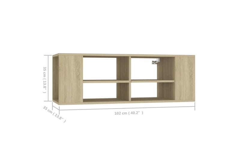 væghængt tv-skab 102x35x35 cm spånplade sonoma-eg - Brun - Møbler - TV borde & mediemøbler - TV-skab