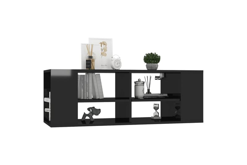 væghængt tv-skab 102x35x35 cm spånplade sort højglans - Sort - Møbler - TV borde & mediemøbler - TV-skab