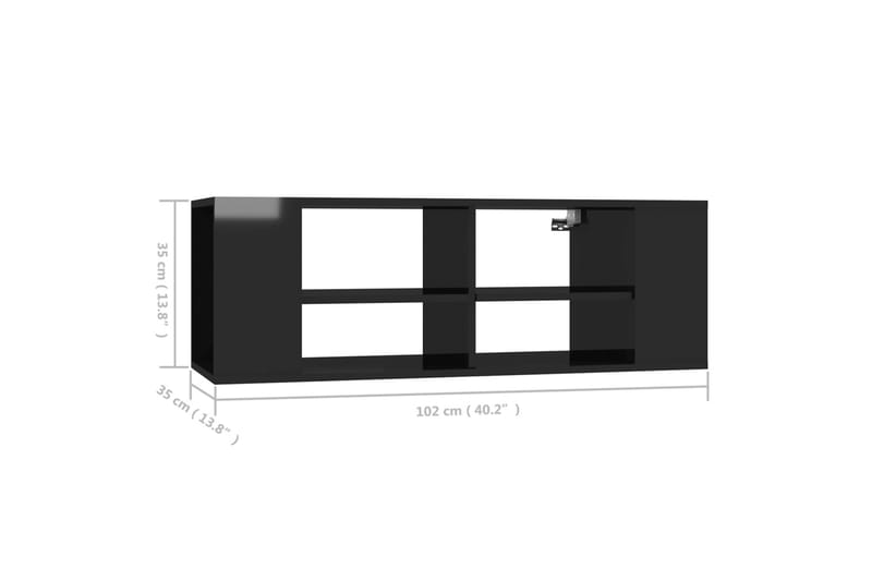 væghængt tv-skab 102x35x35 cm spånplade sort højglans - Sort - Møbler - TV borde & mediemøbler - TV-skab