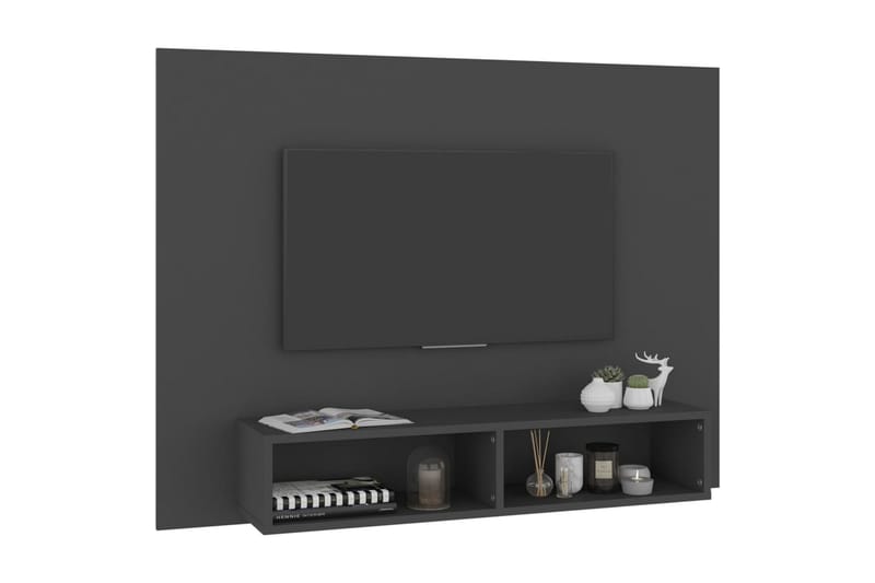 væghængt tv-skab 120x23,5x90 cm spånplade grå - Grå - TV-skab