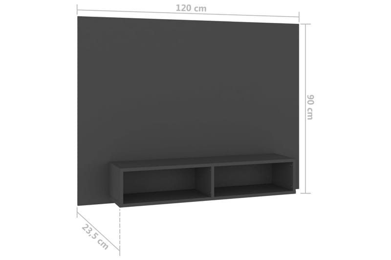 væghængt tv-skab 120x23,5x90 cm spånplade grå - Grå - TV-skab