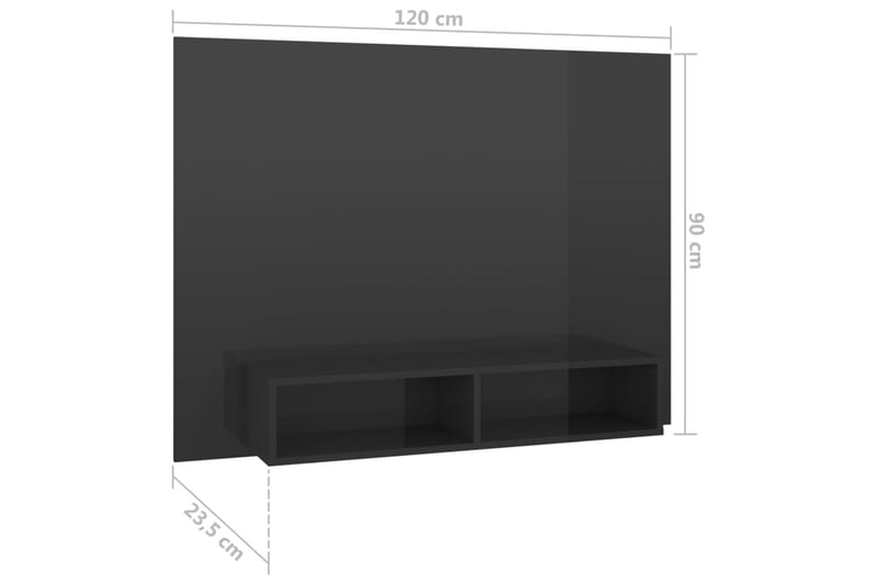 væghængt tv-skab 120x23,5x90 cm spånplade grå højglans - Grå - TV-skab