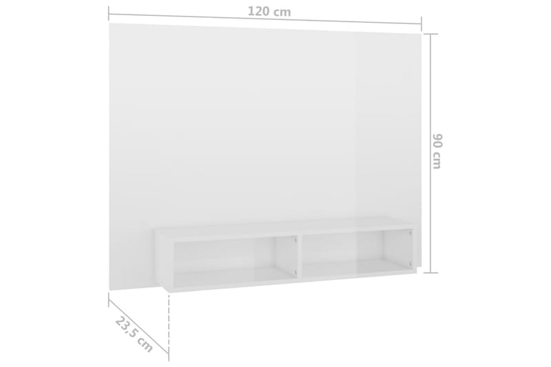 væghængt tv-skab 120x23,5x90 cm spånplade hvid højglans - Hvid - TV-skab