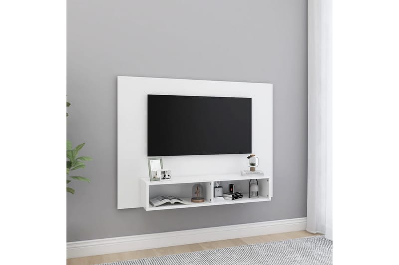 væghængt tv-skab 120x23,5x90 cm spånplade hvid - Hvid - Møbler - TV borde & mediemøbler - TV-skab