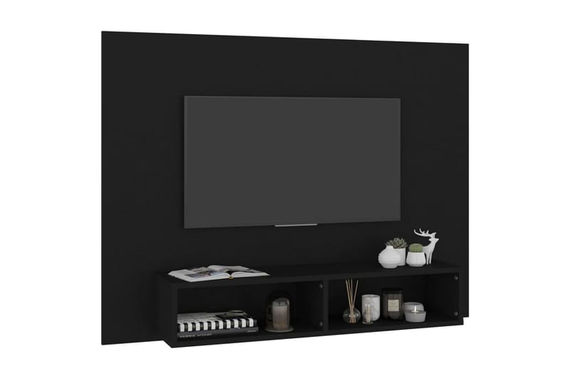 væghængt tv-skab 120x23,5x90 cm spånplade sort - Sort - TV-skab
