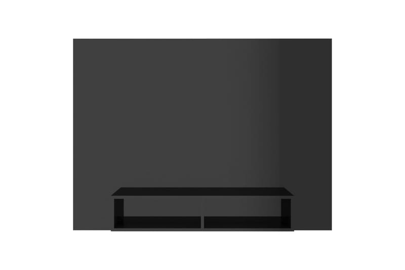 væghængt tv-skab 135x23,5x90 cm spånplade sort højglans - Sort - TV-skab