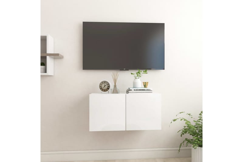 væghængt tv-skab 60x30x30 cm hvid højglans - Hvid - Møbler - TV borde & mediemøbler - TV-skab