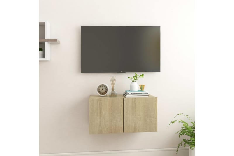 væghængt tv-skab 60x30x30 cm sonoma-eg - Brun - TV-skab
