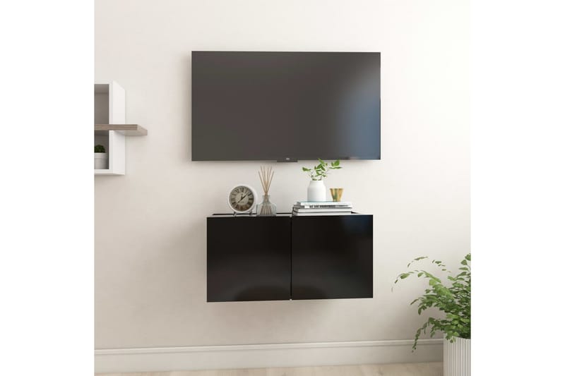 væghængt tv-skab 60x30x30 cm sort - Sort - TV-skab
