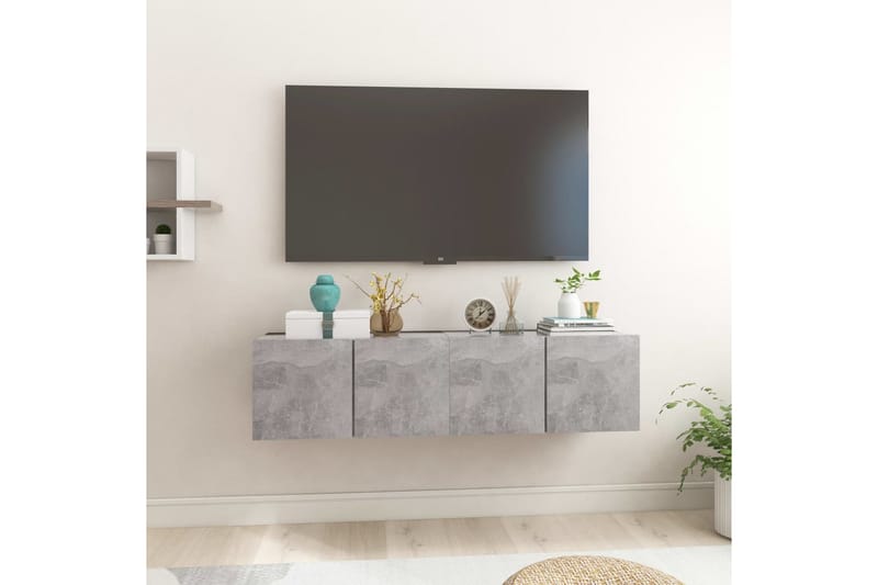 væghængte tv-skabe 2 stk. 60x30x30 cm betongrå - Grå - TV-skab