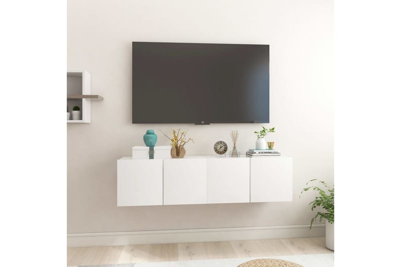 væghængte tv-skabe 2 stk. 60x30x30 cm hvid højglans - Hvid - TV-skab