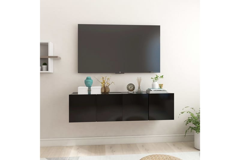 væghængte tv-skabe 2 stk. 60x30x30 cm sort - Sort - TV-skab
