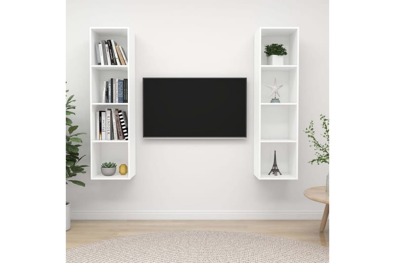 væghængte tv-skabe 2 stk. spånplade hvid - Hvid - Møbler - TV borde & mediemøbler - TV-skab